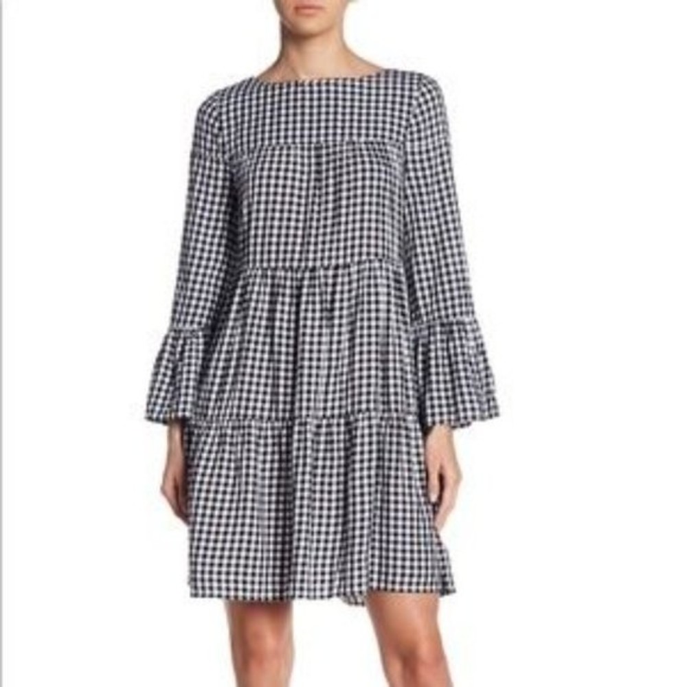 Beach Lunch Lounge Gianna Gingham Tiered Mini Dress Size S